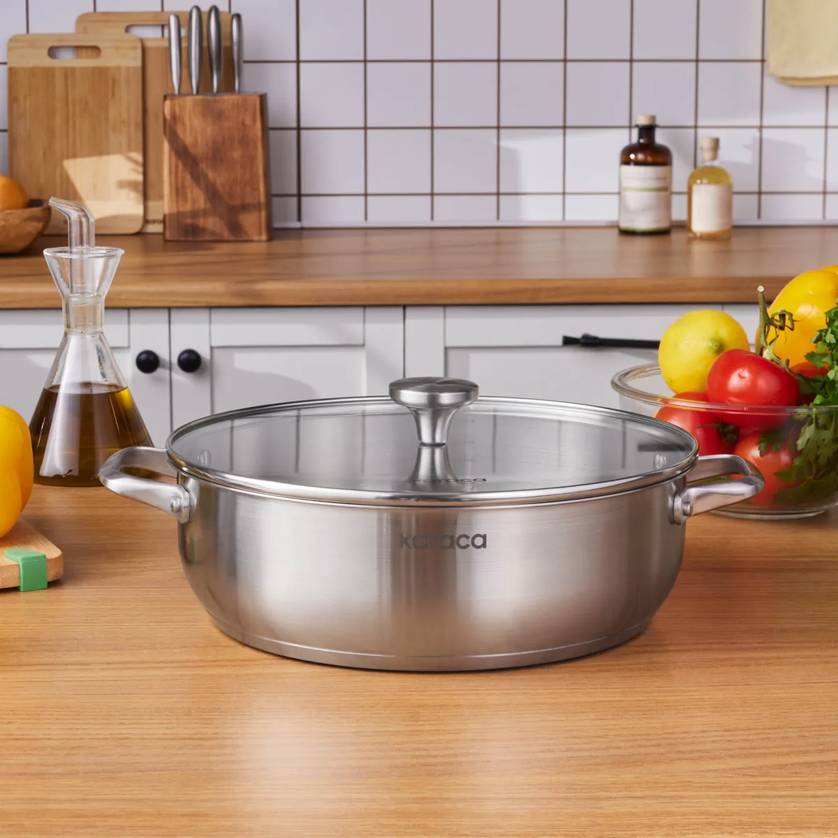 Karaca Elite Edelstahl-Kasserolle Flach 30 cm 6,0 L