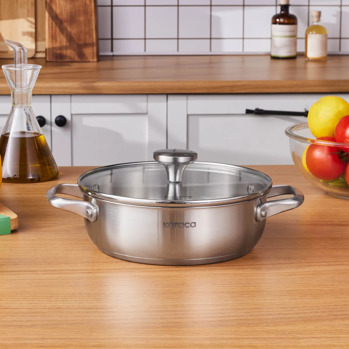 Karaca Elite Edelstahl-Kasserolle Flach 22 cm