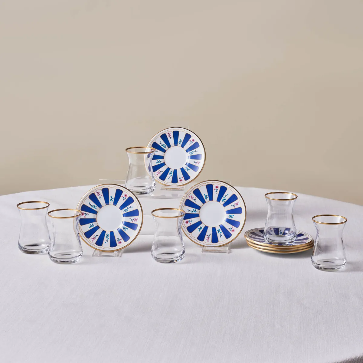 Karaca Bursa Türkisches Teeglas-Set, 12-teilig, Marineblau