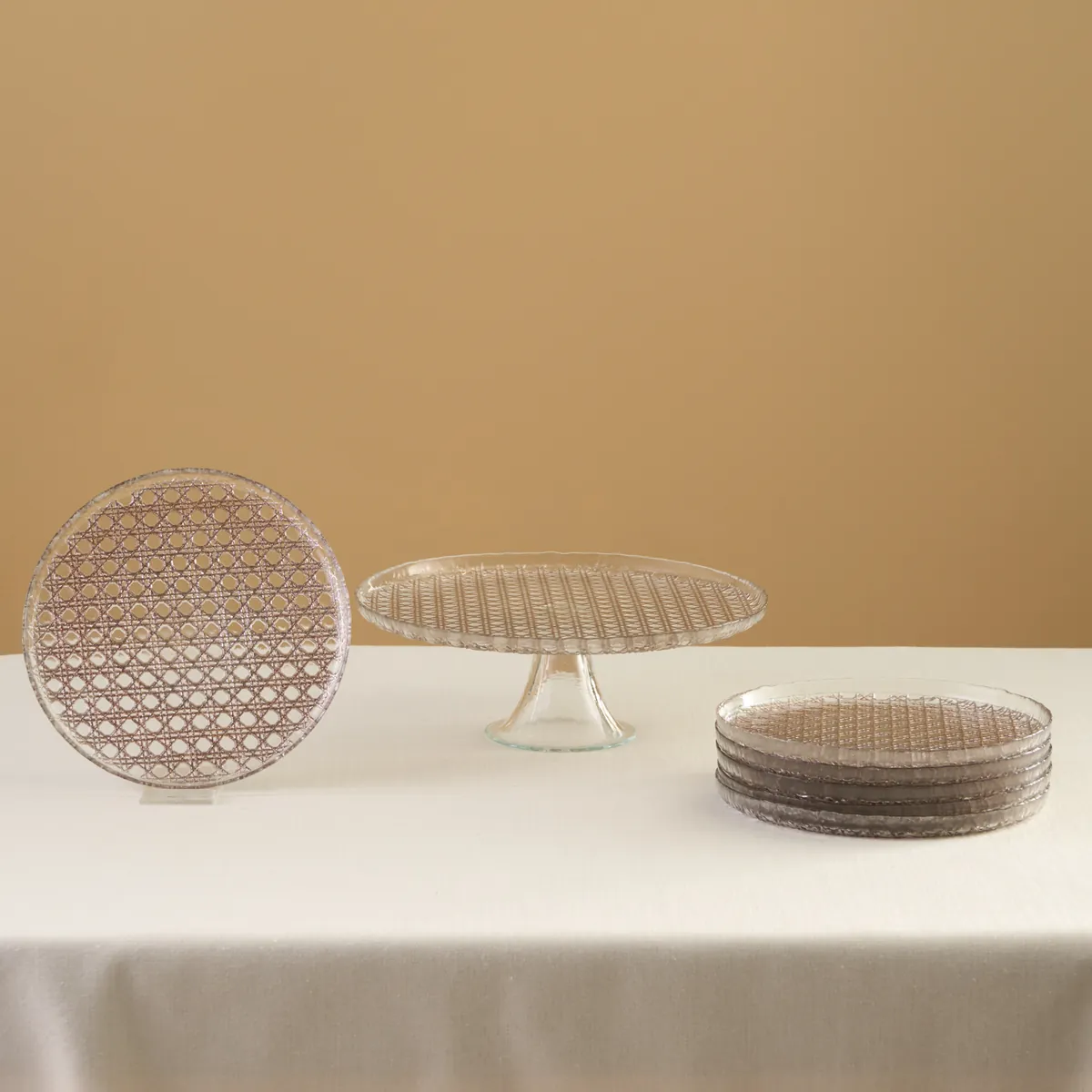 Karaca Rattan Grau-Glitzer 7-teiliges Kuchenset