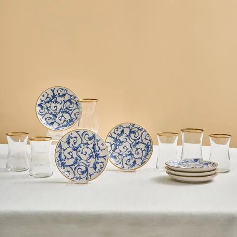 Karaca Mare 12-teiliges Glas-Türkisches Tee-Set für 6 Personen, 170 ml, Transparent