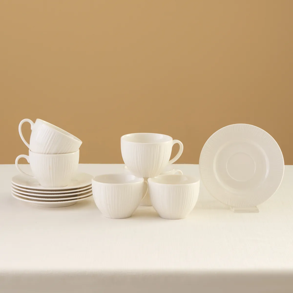 Karaca Anna Embossed Teetassen-Set für 6 Personen, 220 ml