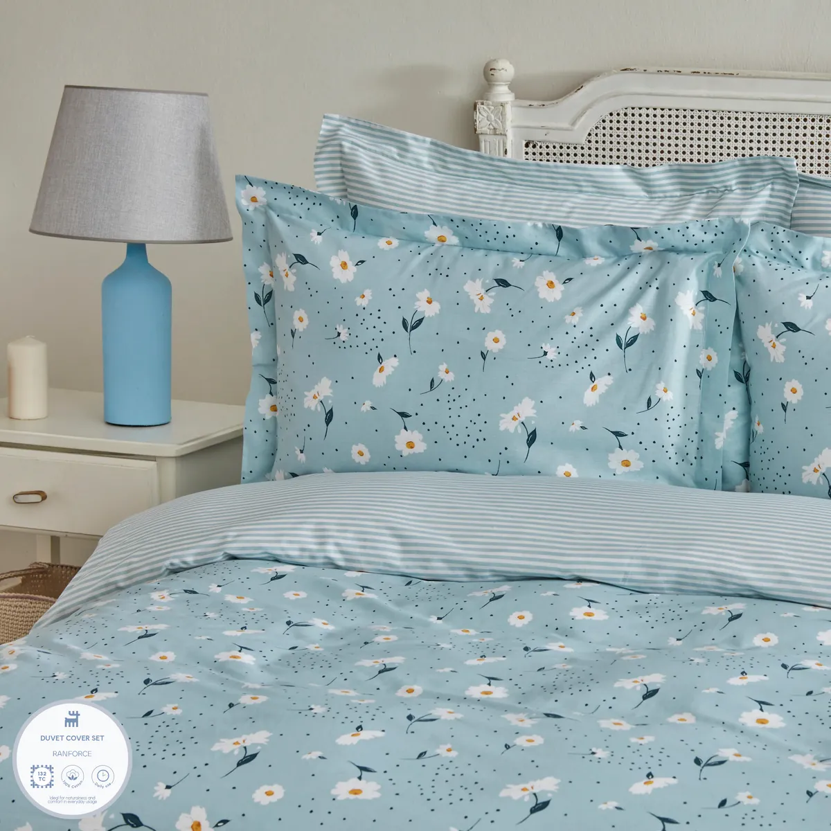Karaca Daisy 100% Baumwolle Einzelbett Bettwäsche Set, Mint