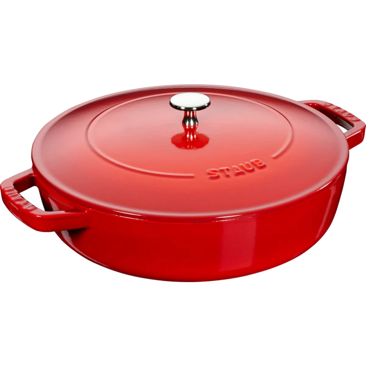 Braisers Bräter mit Chistera Drop-Structure 28 cm, rund, Kirsch-Rot, Gusseisen