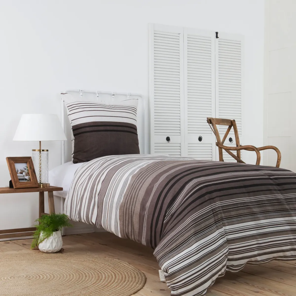Karaca Home Aspen Schwarz-Braunes BettBezugs Set 135 x 200 cm  Oeko-Tex Zertifiziert