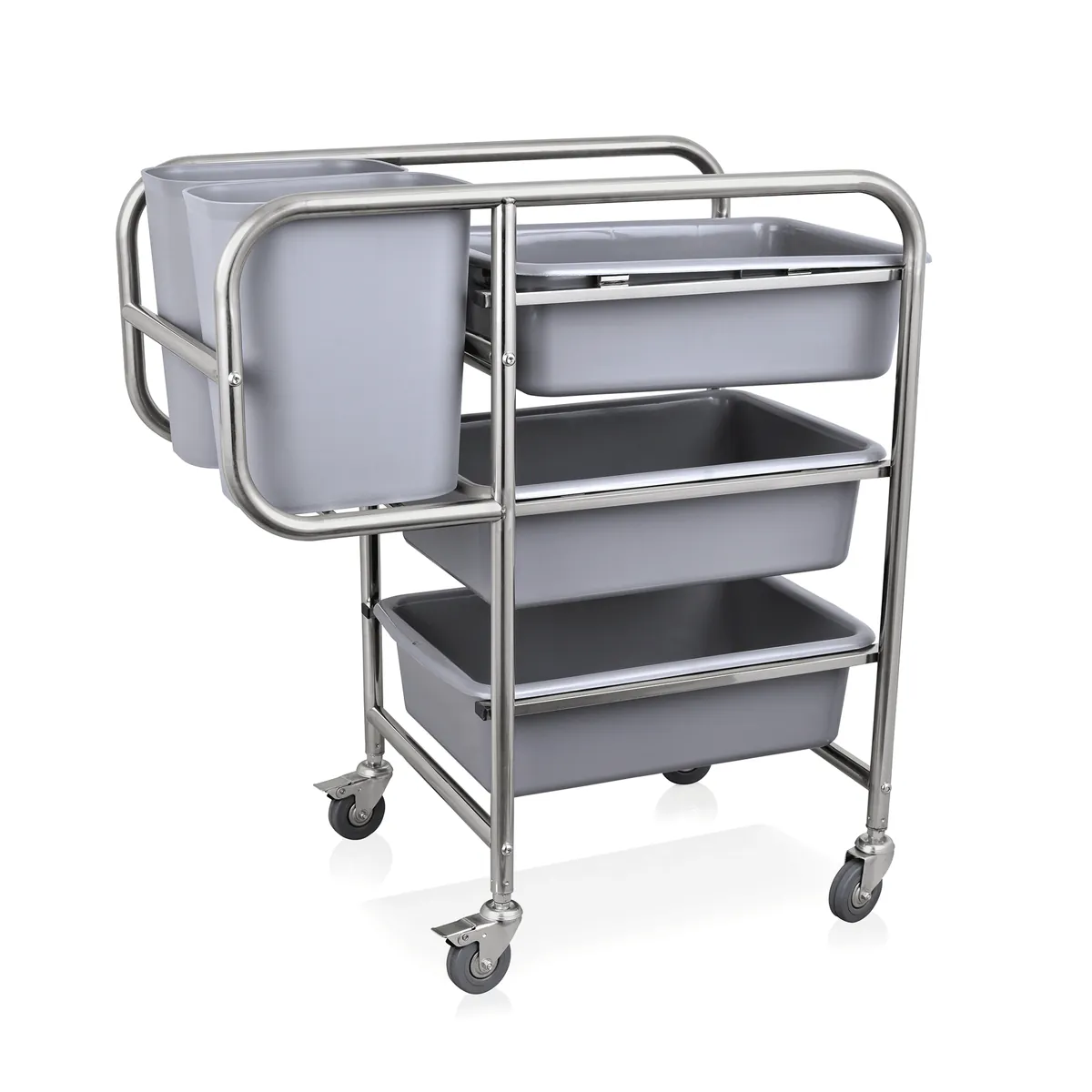 Geschirrabräumwagen, 80 x 44 x 93 cm, Chromnickelstahl, Polypropylen