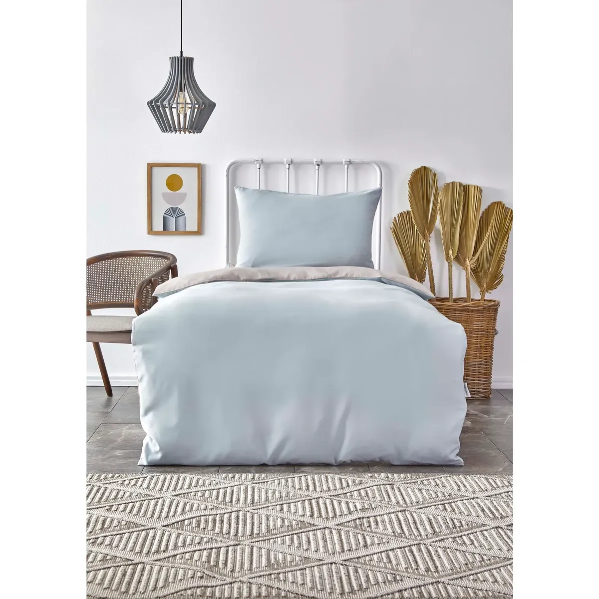 Karaca Home Mintgrün&Beige Bettbezug Set Einzeln (135X200 cm)