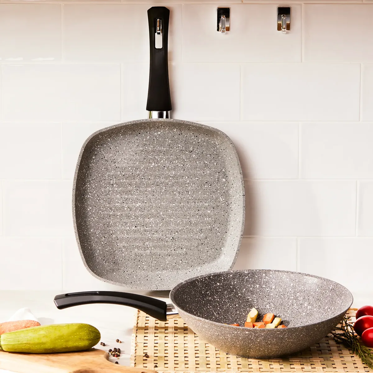 Karaca Gris Bio Granit Wok und Grill Set