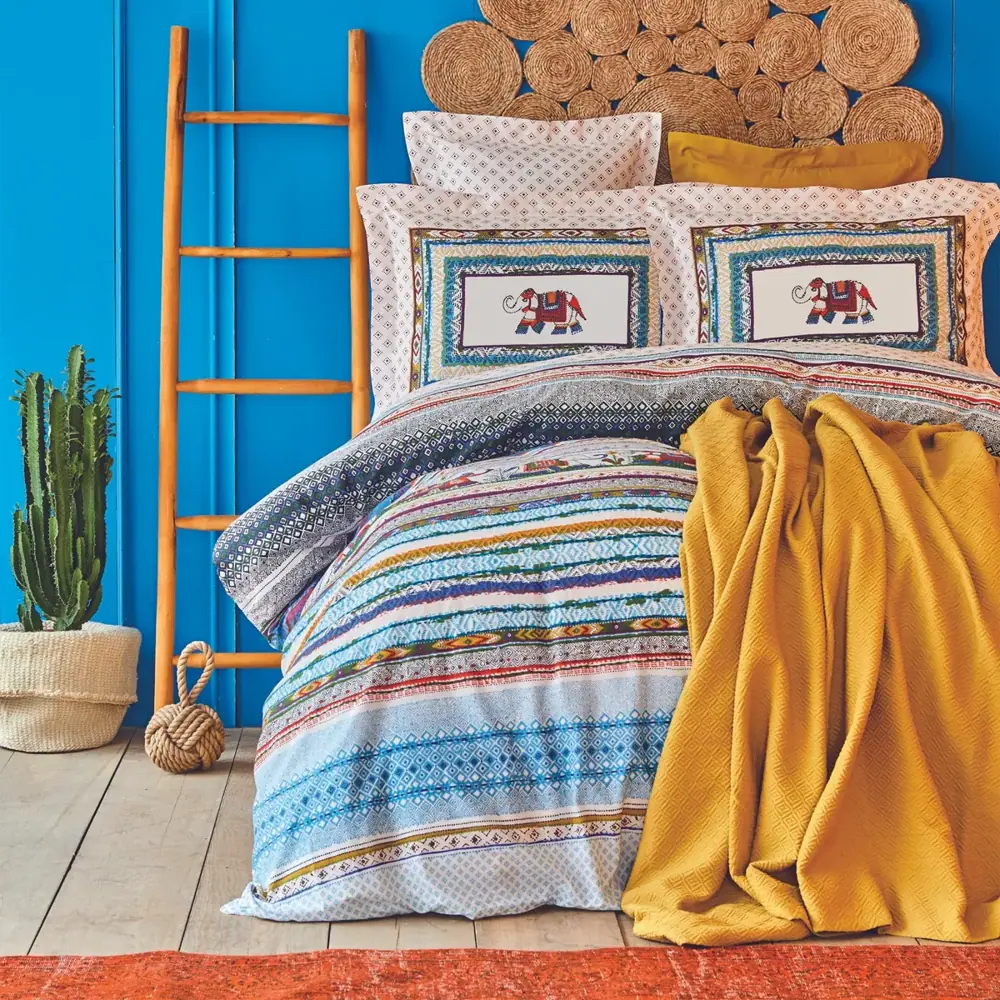 Karaca Home Perez Senf Rnf Bettbezug-Set aus Pique-Einzelbett