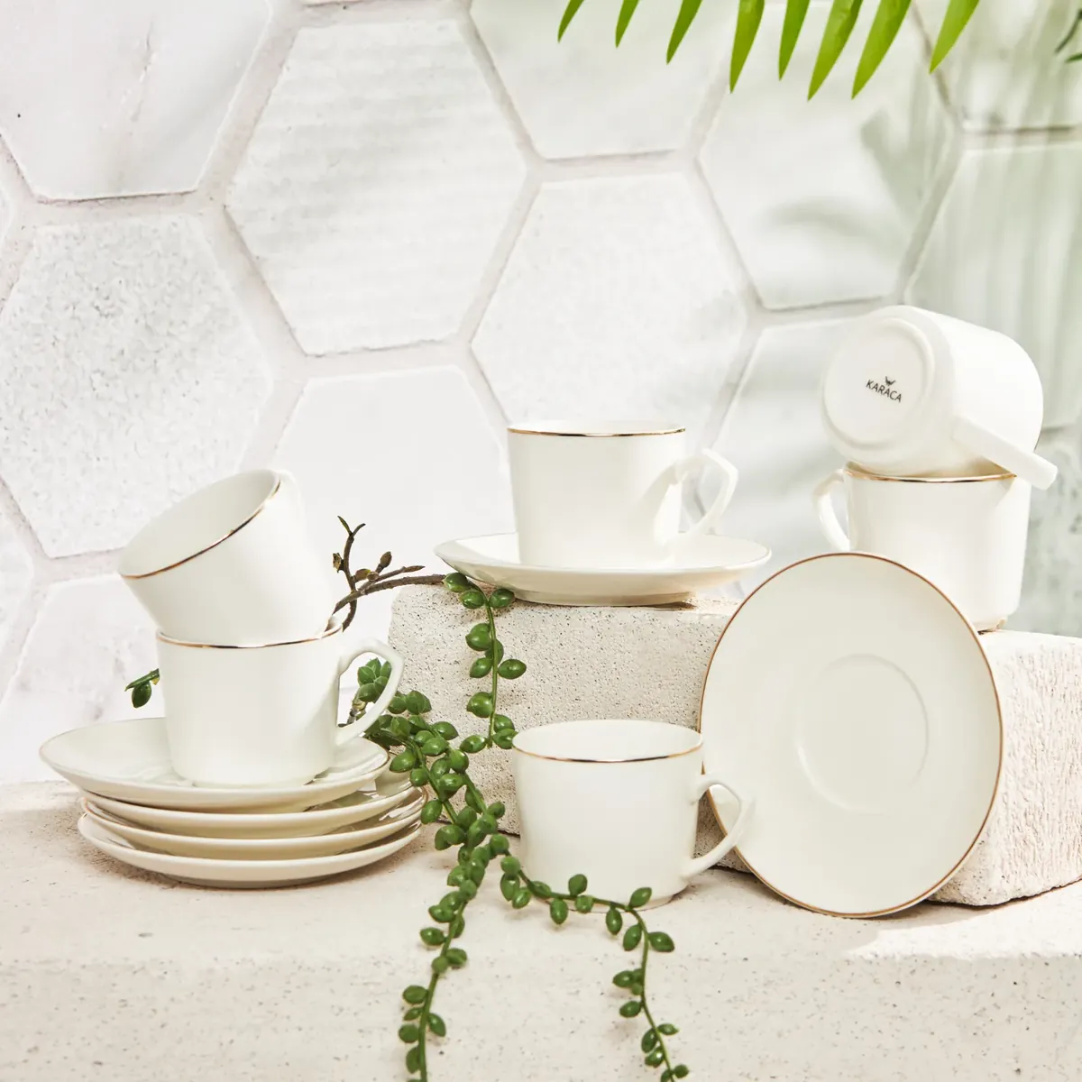 Karaca Tuba Porzellan Kaffeetassen-Set für 6 Personen 85 ml