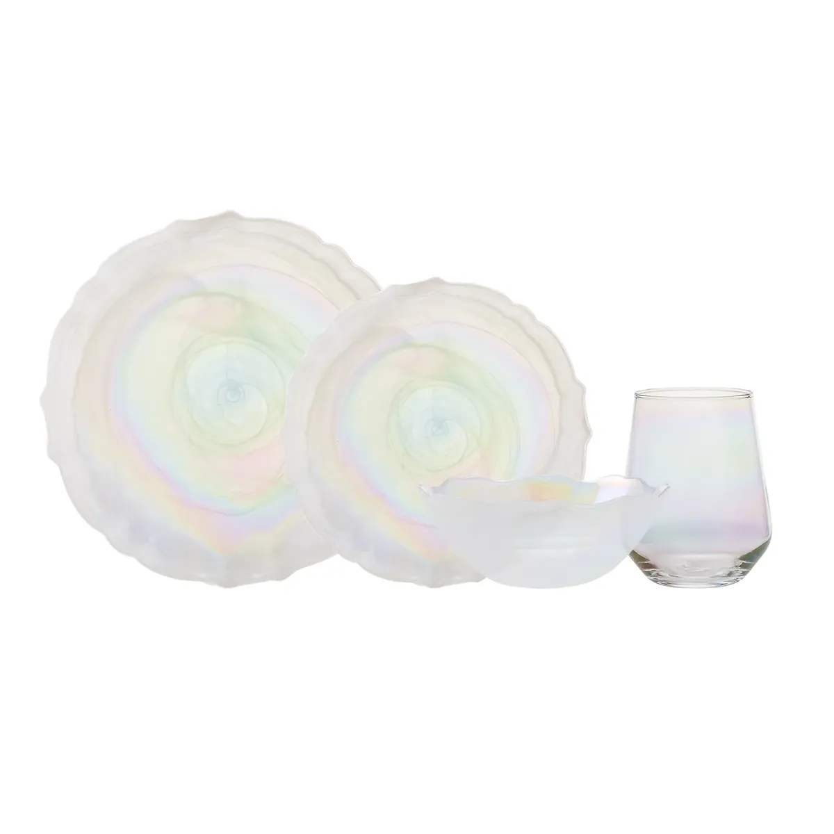 Karaca Icequeen 24-teiliges Luster-Geschirrset und Glas-Set für 6 Personen