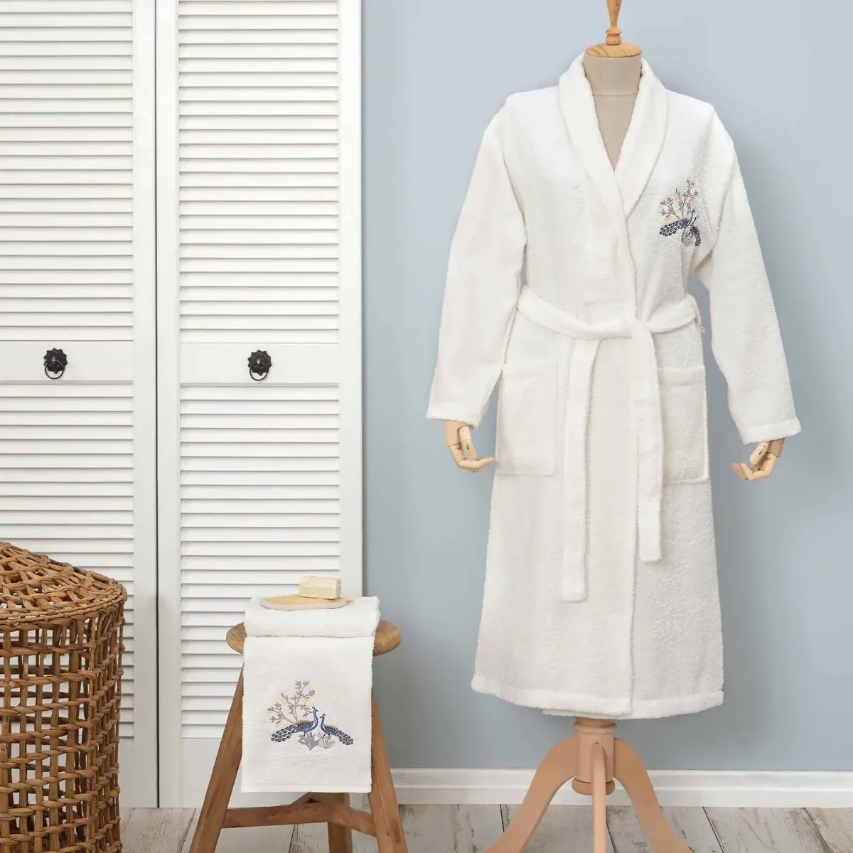 Karaca Home Dina Damen 100% Baumwolle Bademantel Set L/XL