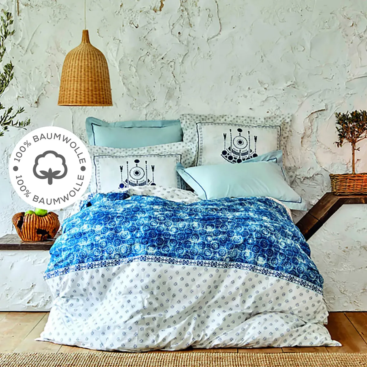 Karaca Home Costa Blau Bettbezug Set Doppel