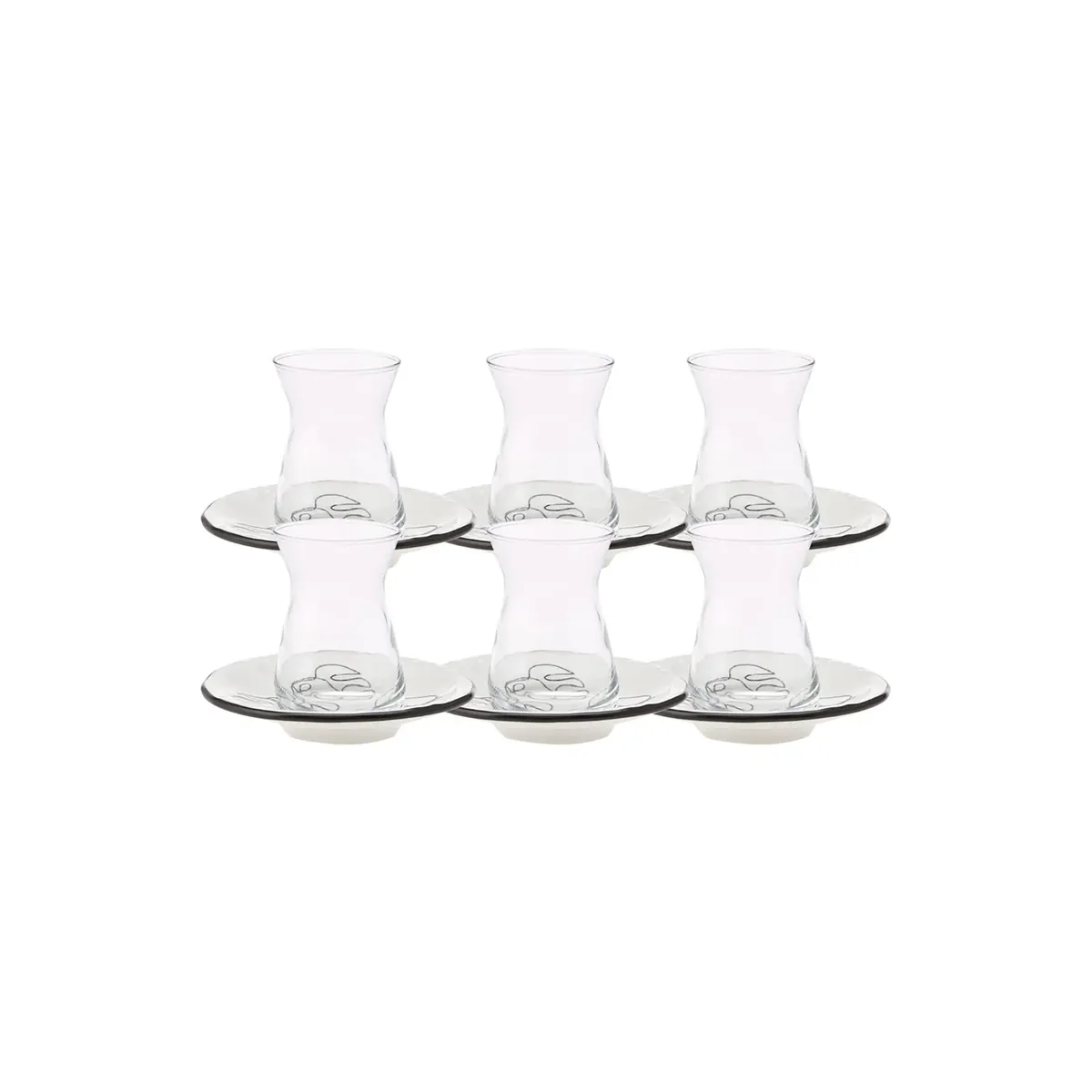 Karaca Face 12-teiliges Türkisches Teeset für 6 Personen, 132 ml, Mehrfarbig