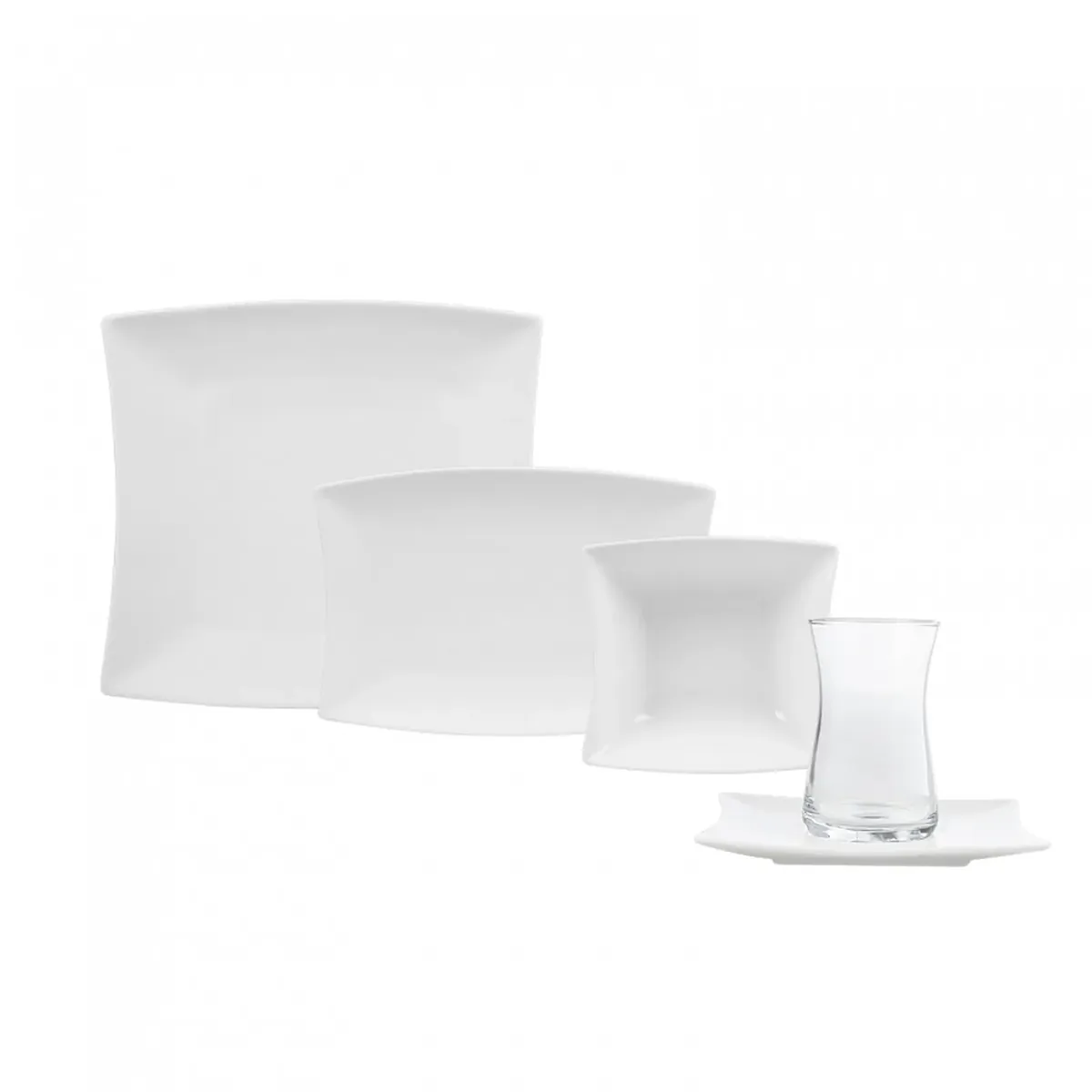 Karaca New Perfect White für 6 Personen Quadrat Frühstücksset und Servierschalen, 26 Teilig