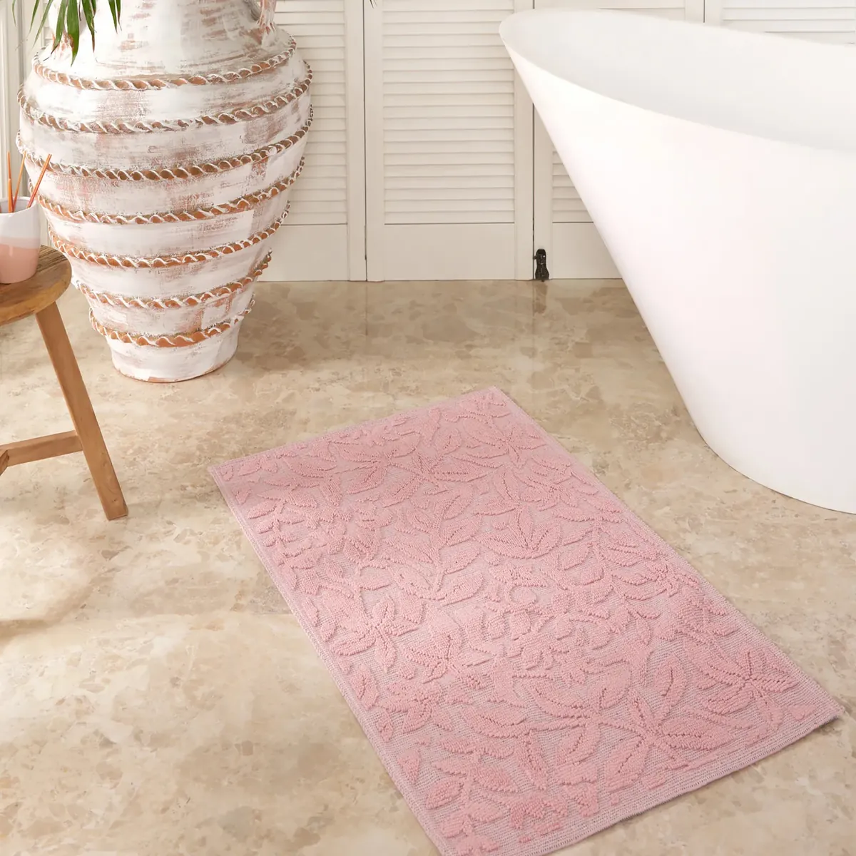 Karaca Home Kelly Flower Fußmatte in Puderfarbe