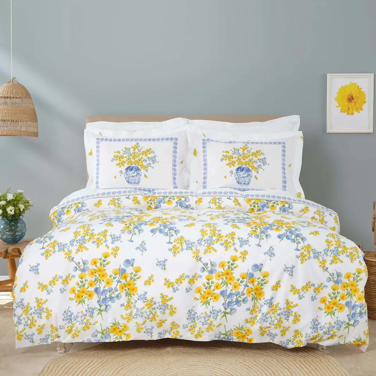 Karaca Home Enola Gelb 100% Baumwolle Doppel Bettbezug Set