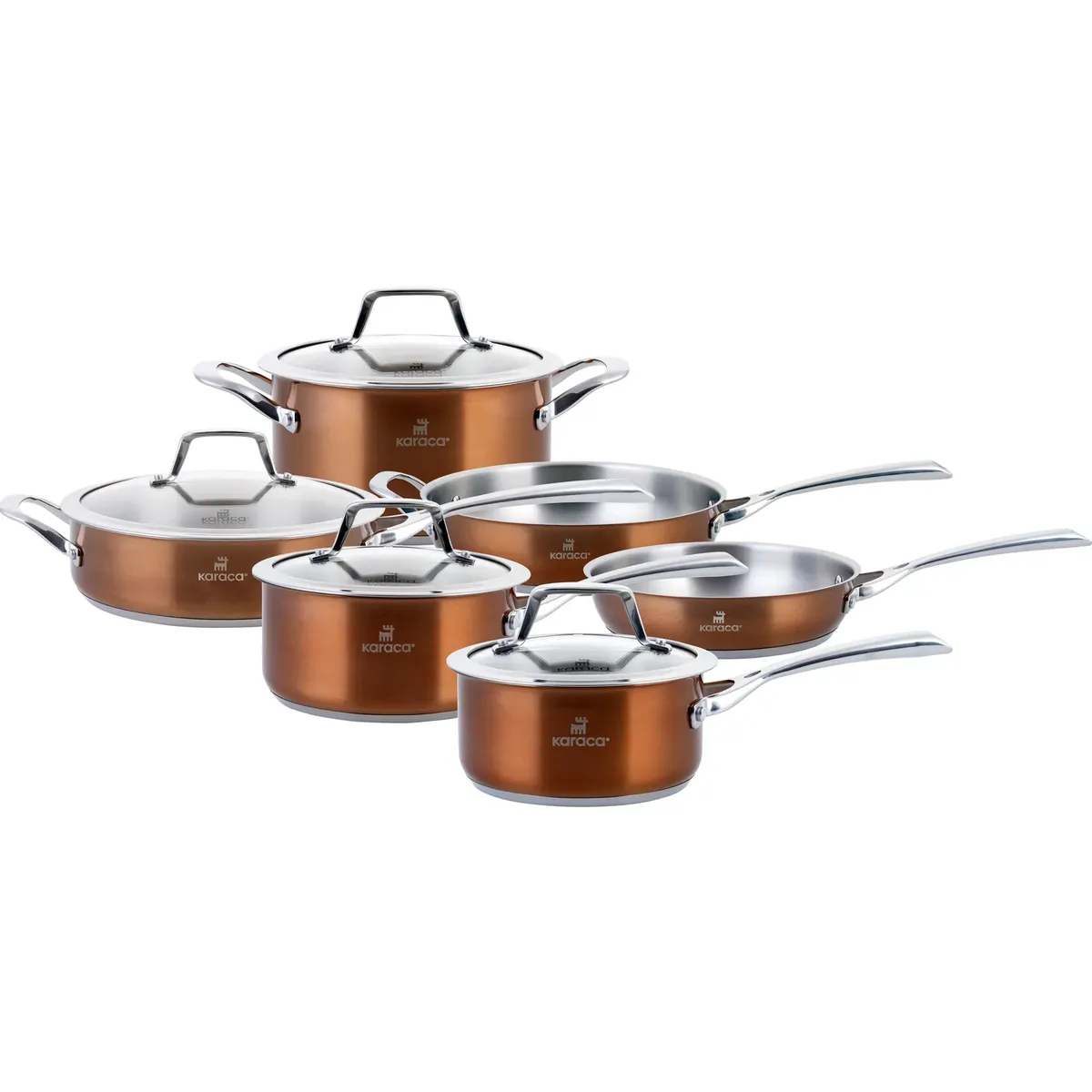Karaca Rosegold Induktions Edelstahl Kochtopfset 10 teilig