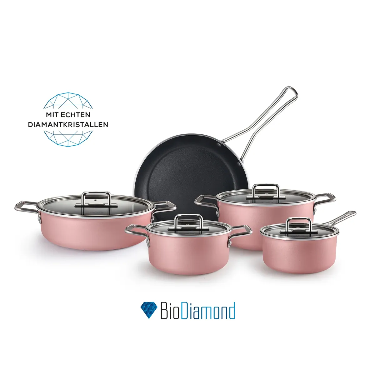 Karaca Mastermaid BioDiamand Kochtopfset Rosa 9 Teilig