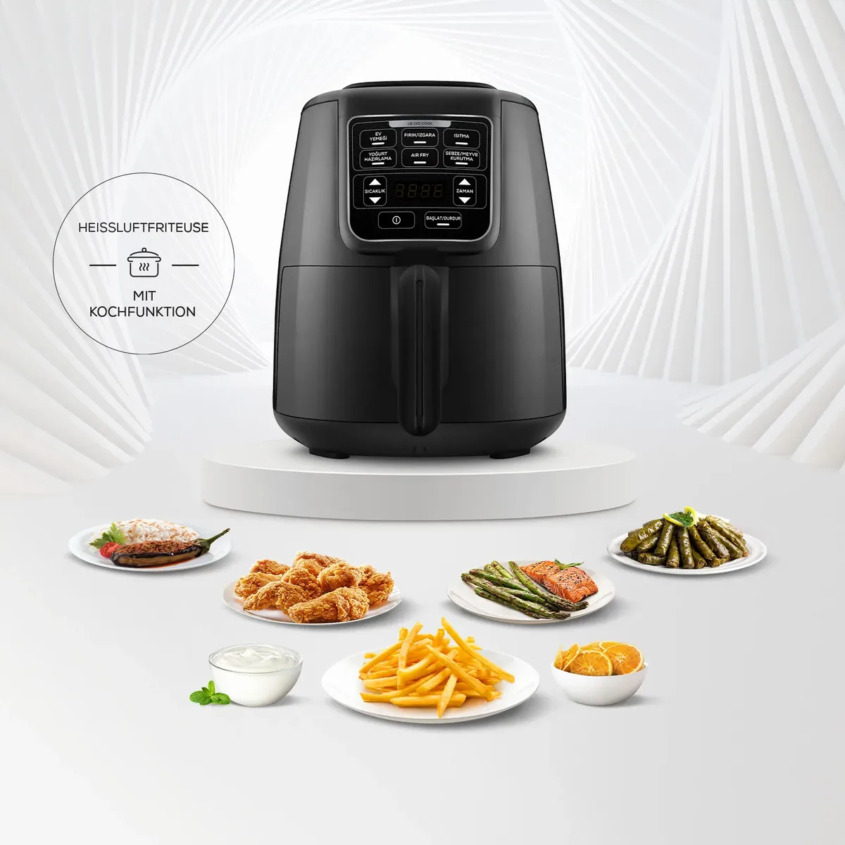 Karaca Air Cook XL 2 in 1 Airfryer Schwarzer Glanz