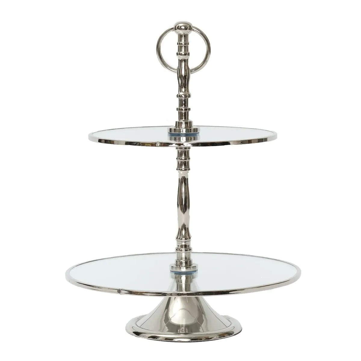 Karaca Home Line Dekorativer 2-stöckiger silberner Tortenständer 25 cm