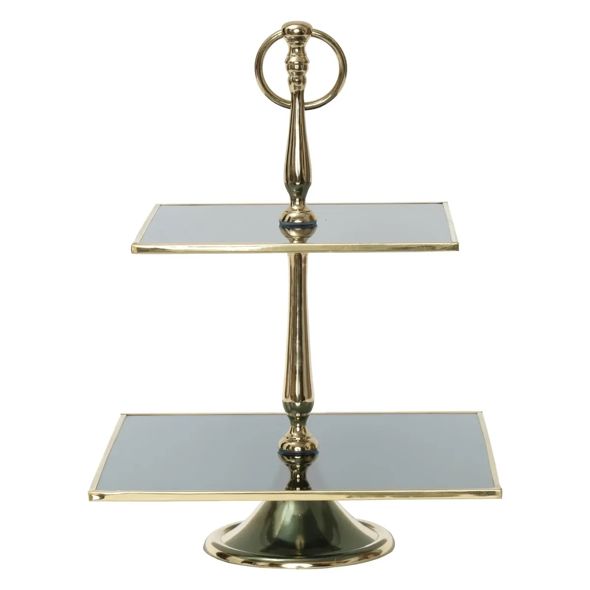 Karaca Home Line Dekorativer 2-stöckiger goldener Tortenständer 25 cm