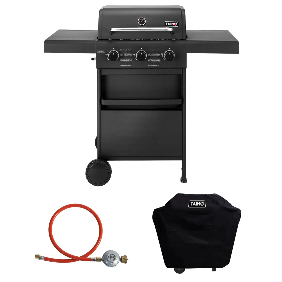 Set COMPACT 3+0 Gasgrill + Abdeckhaube + Gasregler