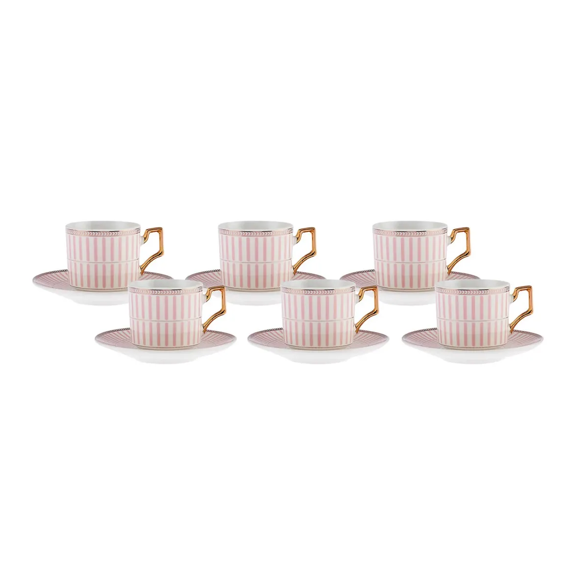 Karaca Jolly Pink Thin Line 6 Personen Kaffeebecher Set 100 ml