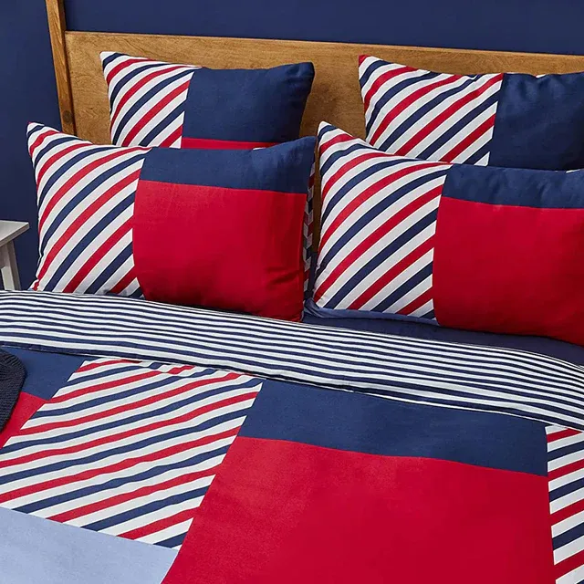 Nautica Home Morris Bettbezug-Set aus 100 % Baumwolle, 155 × 220 cm, Navy Blue Multi