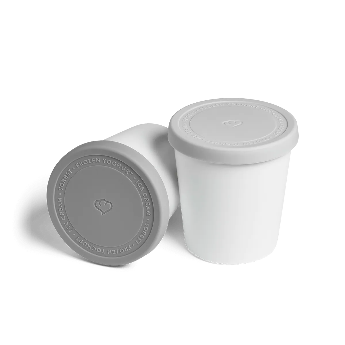 2er-Set Eisbehälter für Speiseeis 1 L, BPA-frei - Grau/Weiß