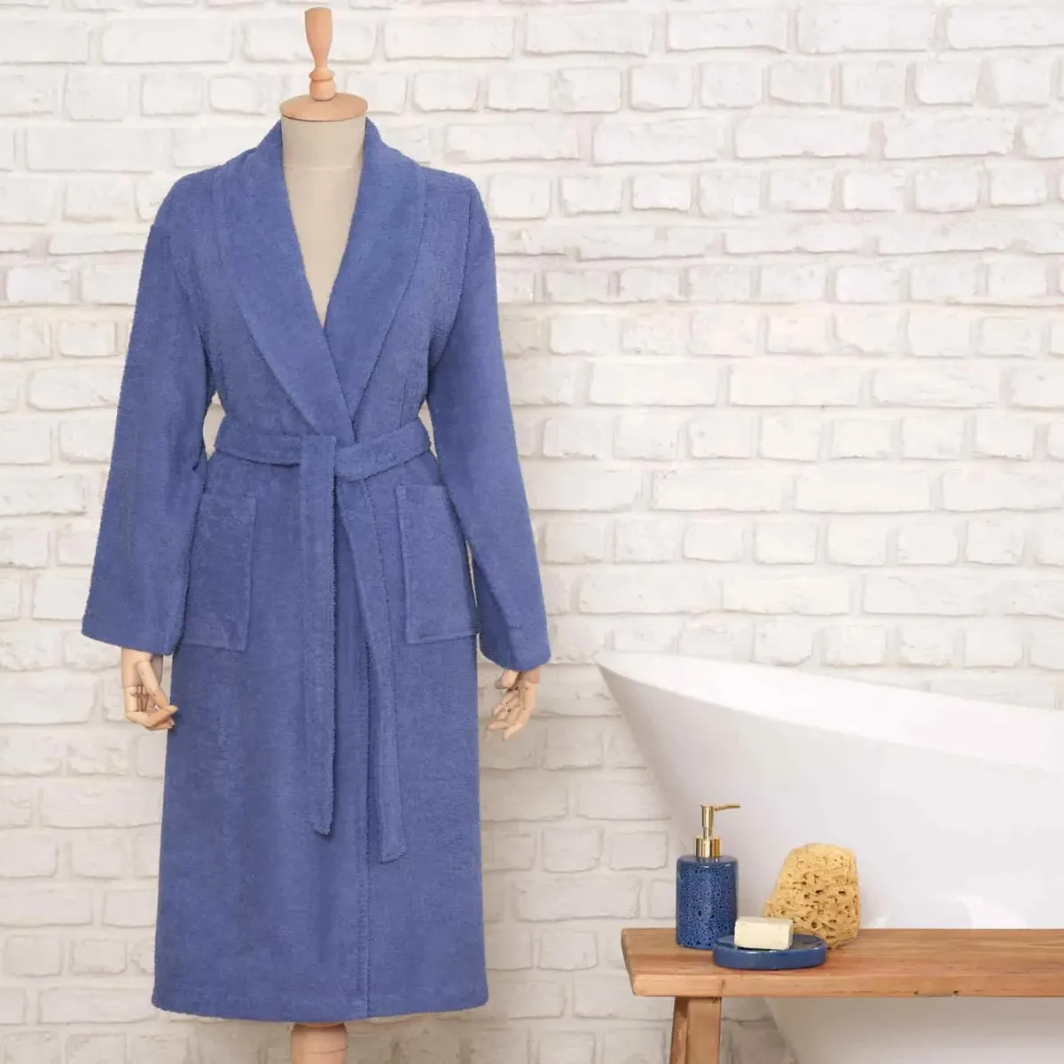 Daily Soft Indigo 100% Baumwolle Herren Bademantel L/XL