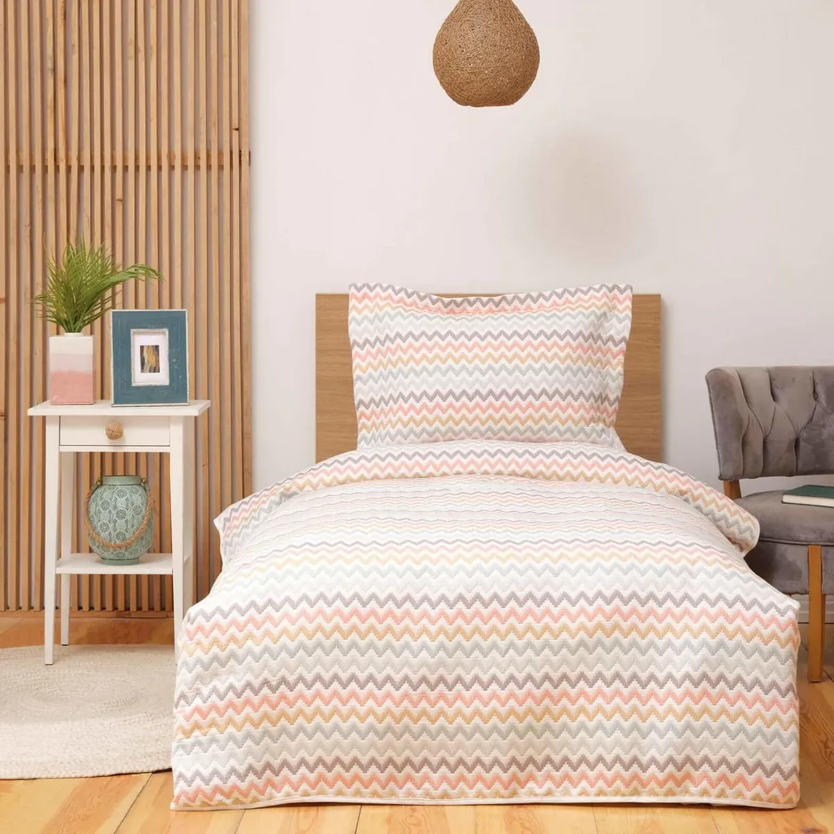 Karaca Home Moddy Terracota Einzelne Tagesdecke Set
