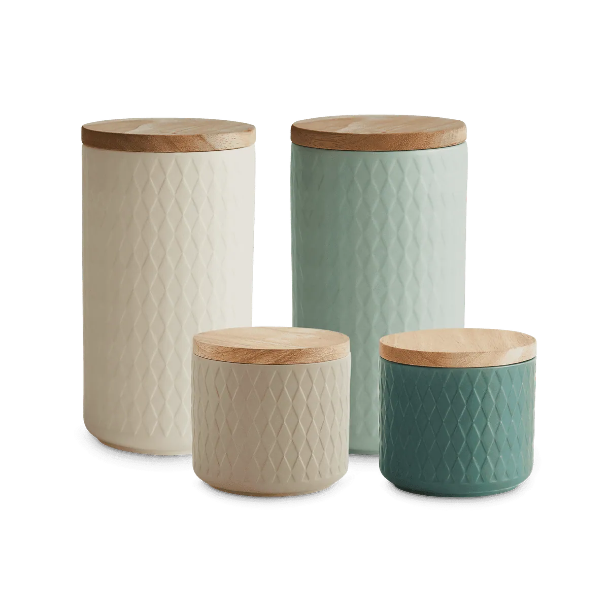 Keramik Vorratsdosen Nordic Reef 4er Set - Grün, Sand