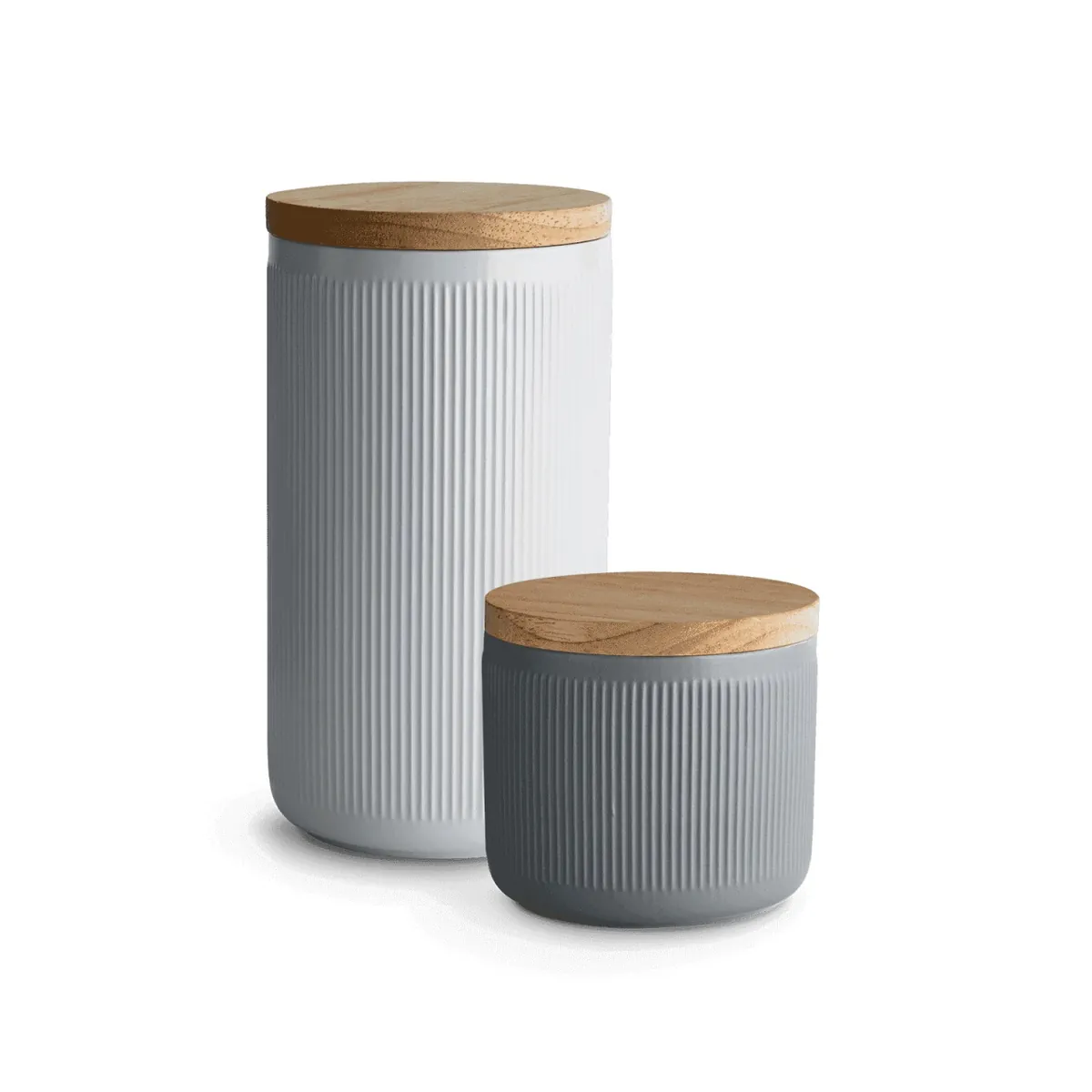 Keramik Vorratsdosen Stripes 2er Set - Hellgrau, Dunkelgrau