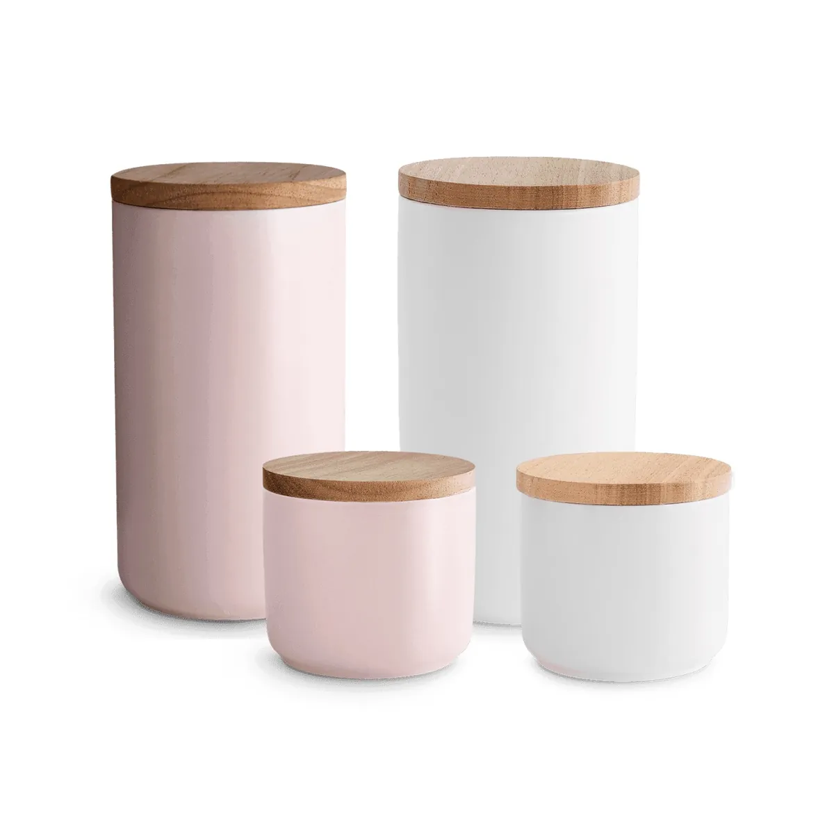 Keramik Vorratsdosen Sweet Scandi 4er Set - Weiß/Braun & Rosa/Braun