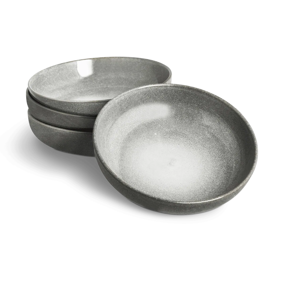 Suppenteller 4er-Set - Misty Cliff, Steingut, Grau