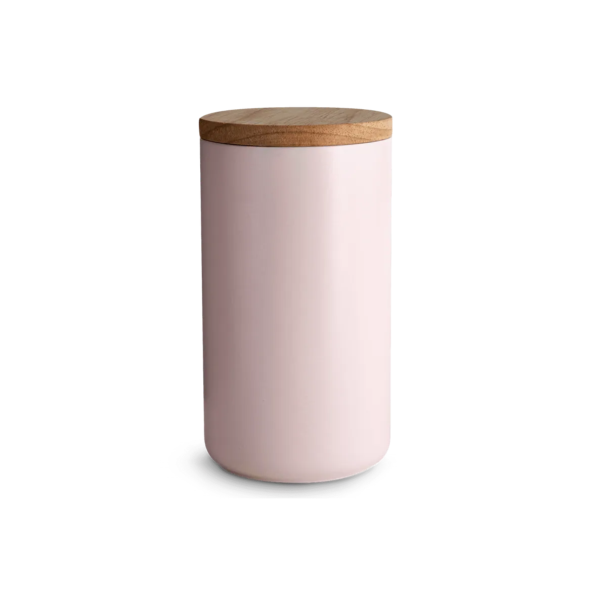 Keramik Vorratsdosen Sweet Scandi mit Holzdeckel - 10,1 x 18,3 cm - Rosa/Braun