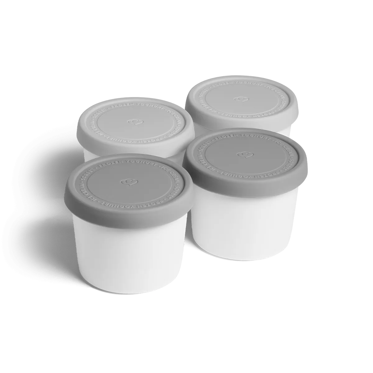 4er-Set Eisbehälter 400 ml,  8,2 x 10,5 cm, BPA-frei - Grau/Weiß