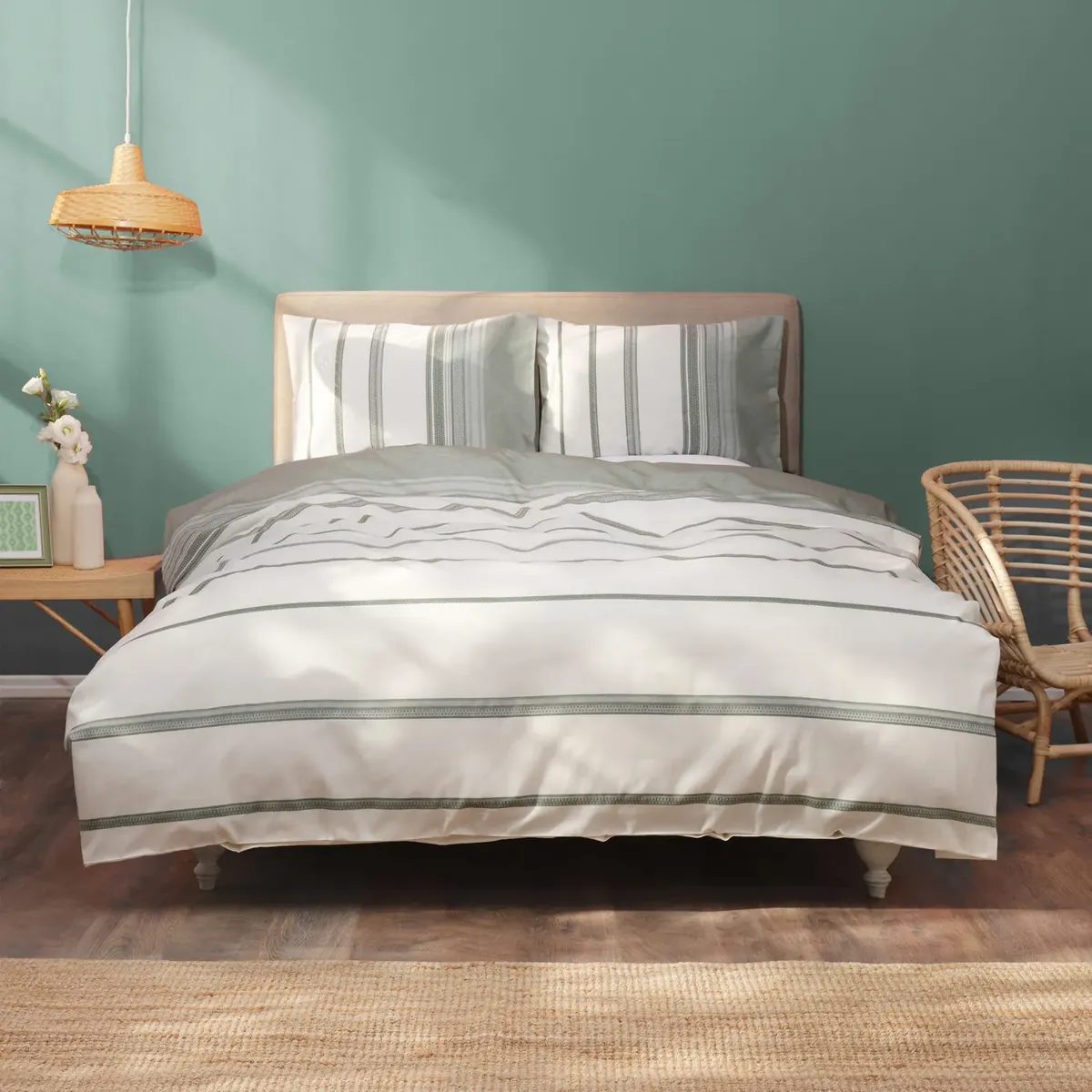 Karaca Home Vetro Khaki garngefärbt Bettwäsche-Set für 1 Person