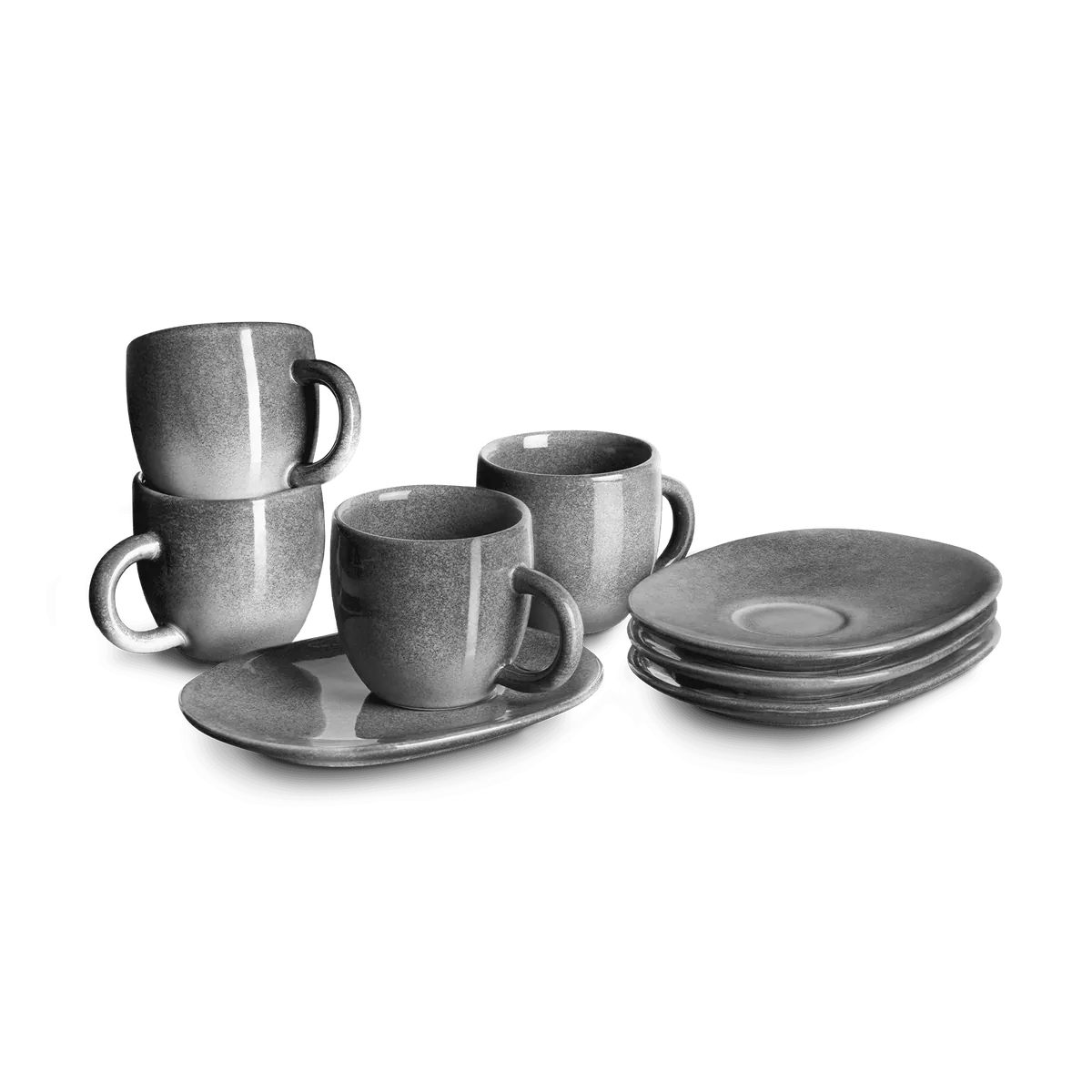 Espressotasse mit Untertasse Misty Cliff 4er-Set, Steingut