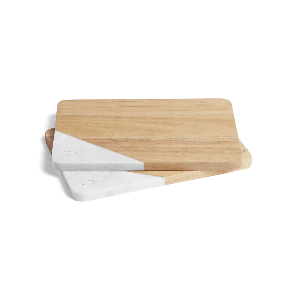 Frühstücksbrettchen 2er-Set - Kautschukholz & Marmor - 28 x 18 x 1,5 cm