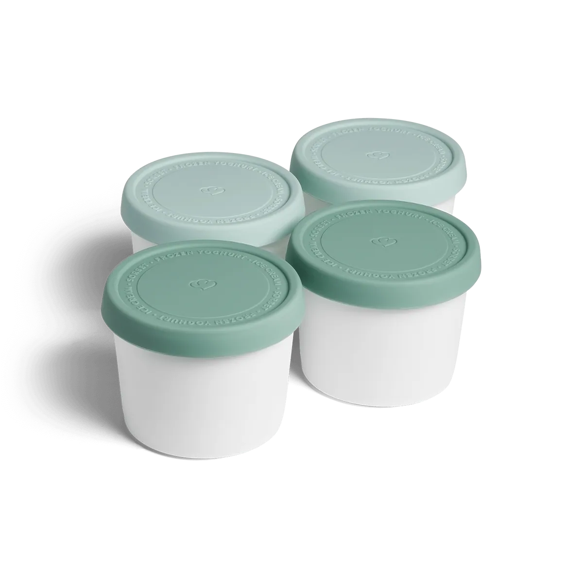 4er-Set Eisbehälter für Speiseeis 400 ml, 8,2 x 10,5 cm, BPA-frei - Mint/Weiß