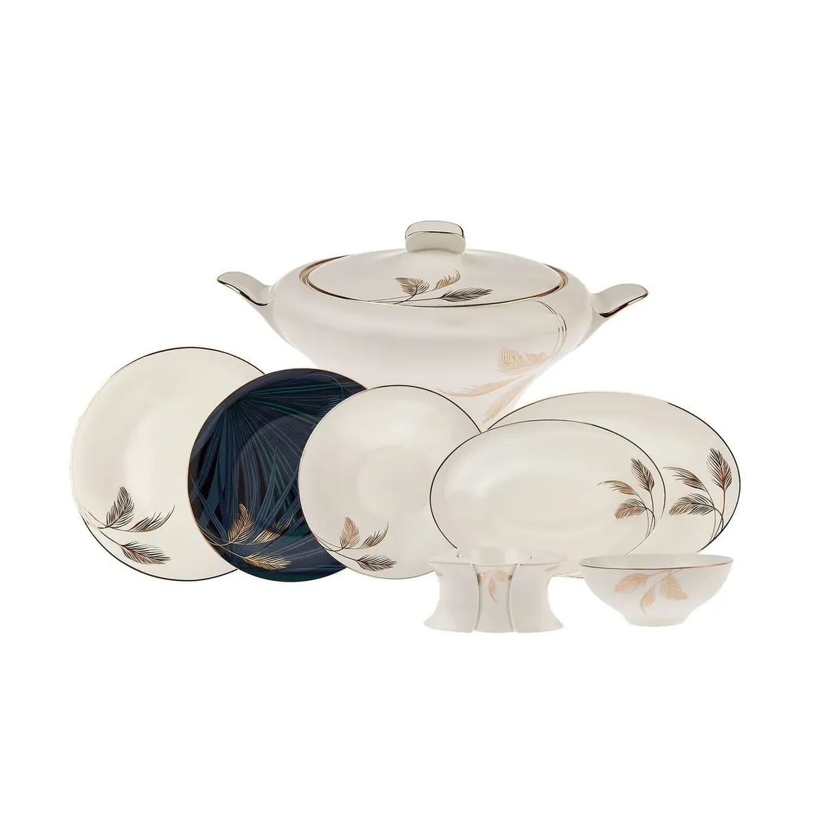 Karaca Fine Pearl Extra Selva 62-teiliges Geschirrset für 12 Personen