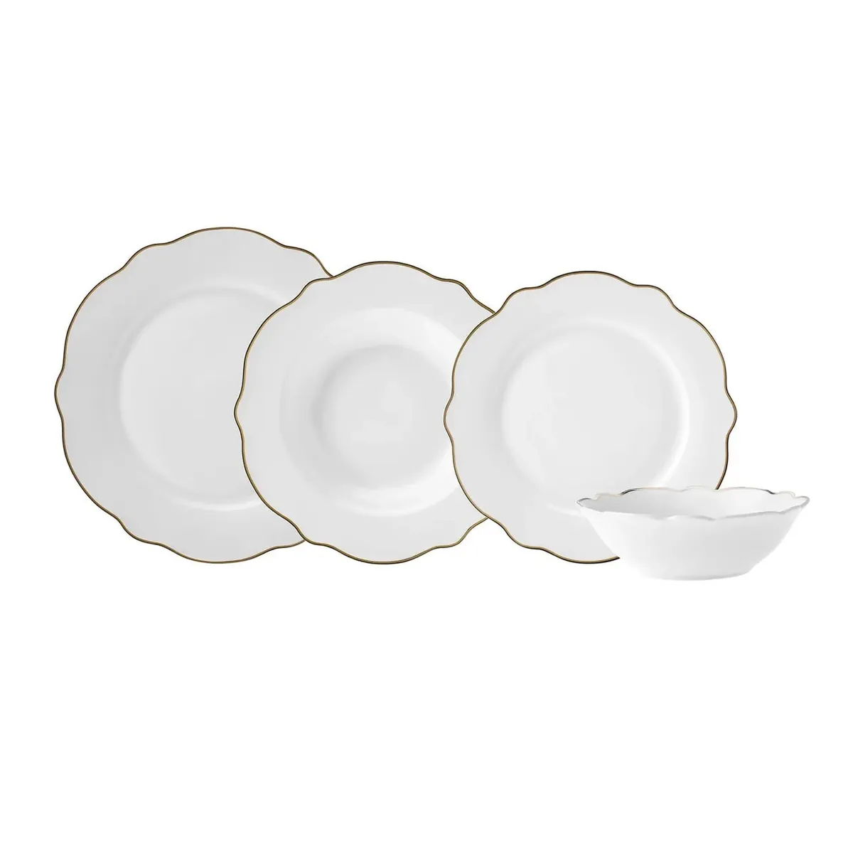 Karaca Daisy Gold Wellenform 24 Teile für 6 Personen Porzellangeschirr