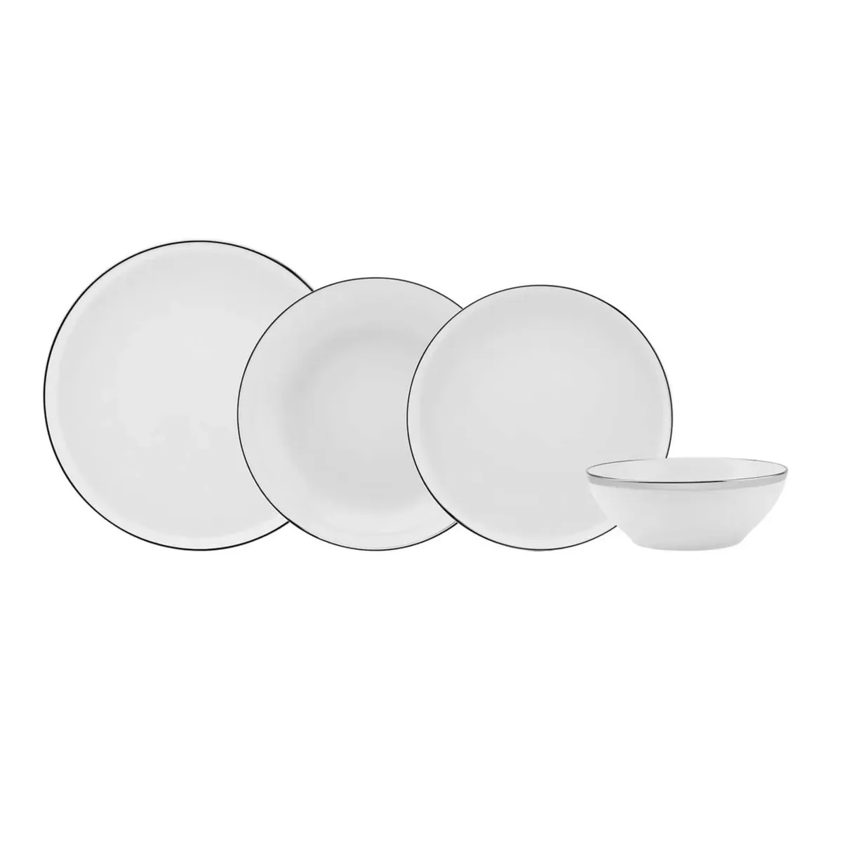 Karaca Streamline Eclipse Platin Geschirr-Set Porzellan 6 Personen-24-teilig