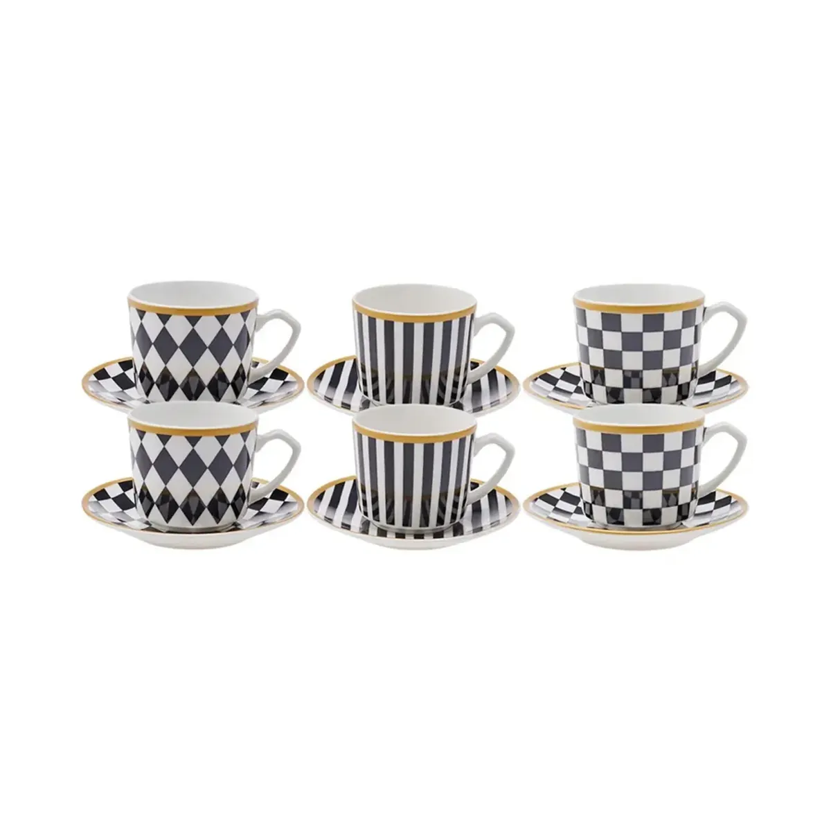 Karaca Chekers Espressotassen-Set für 6 Personen 80 ml