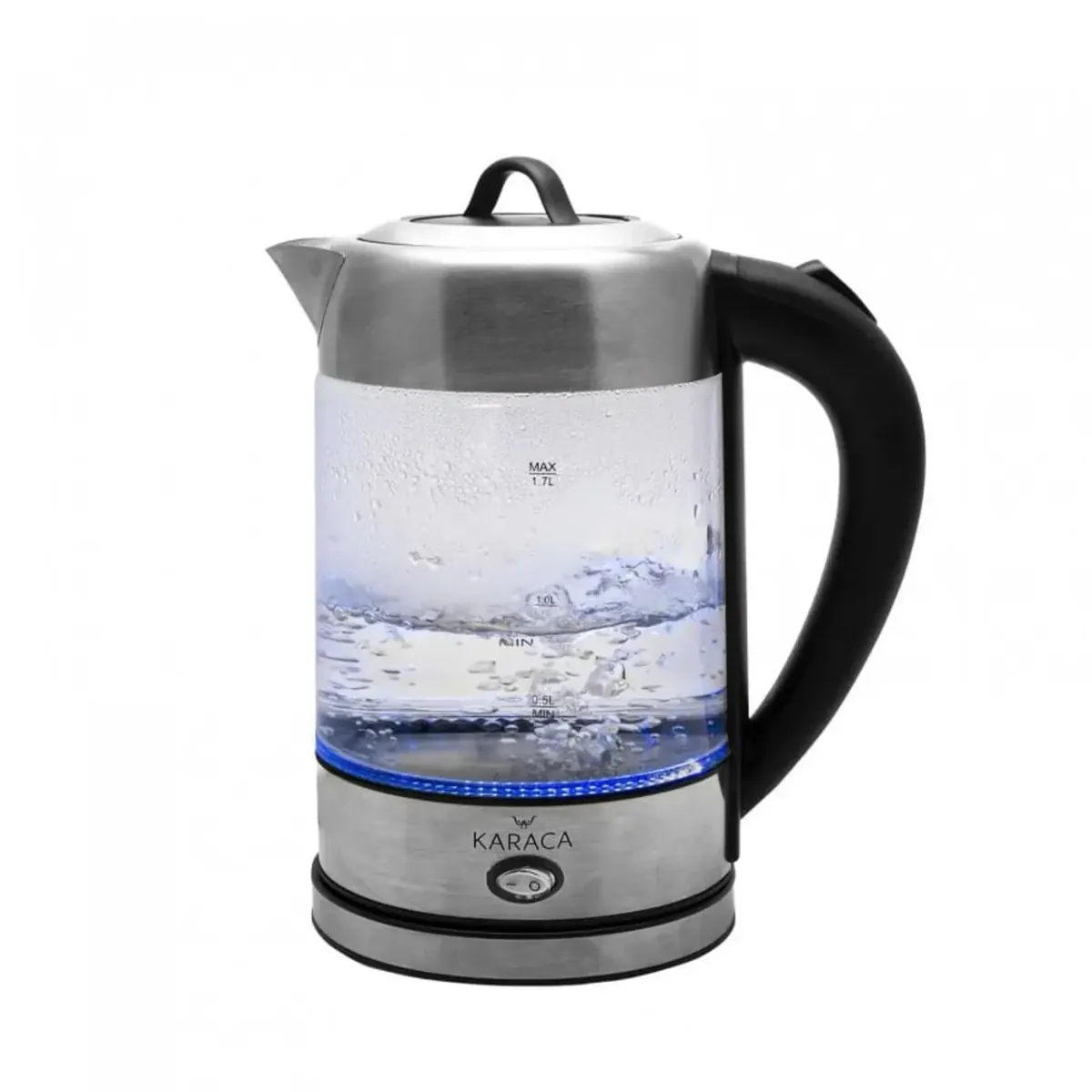 Karaca Glas Kräutertee Kocher mit LED Beleuchtung Inox, 1.7L, 2200W