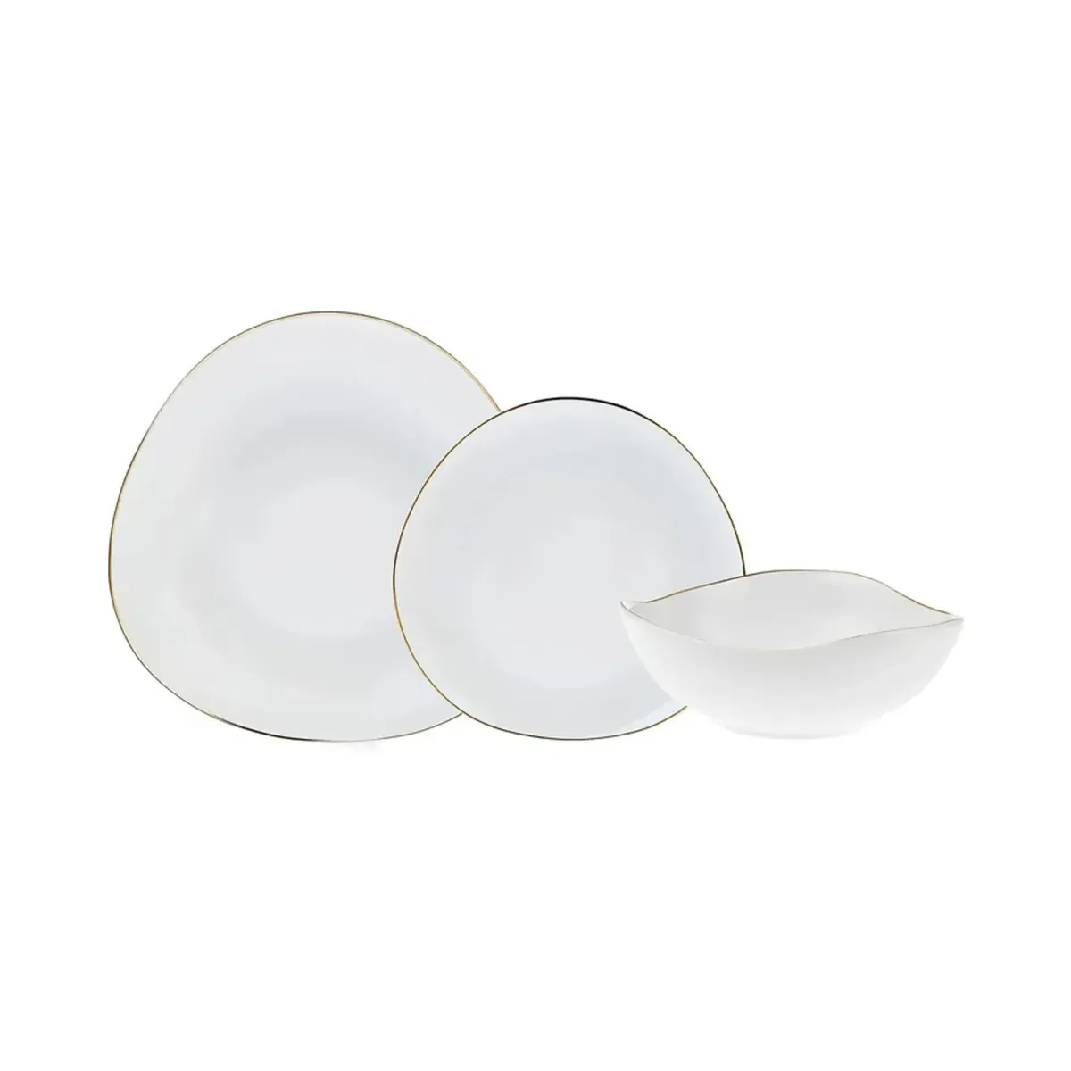 Karaca Middle Streamline Gold 12 Teilig Geschirrset, New Generation Bone