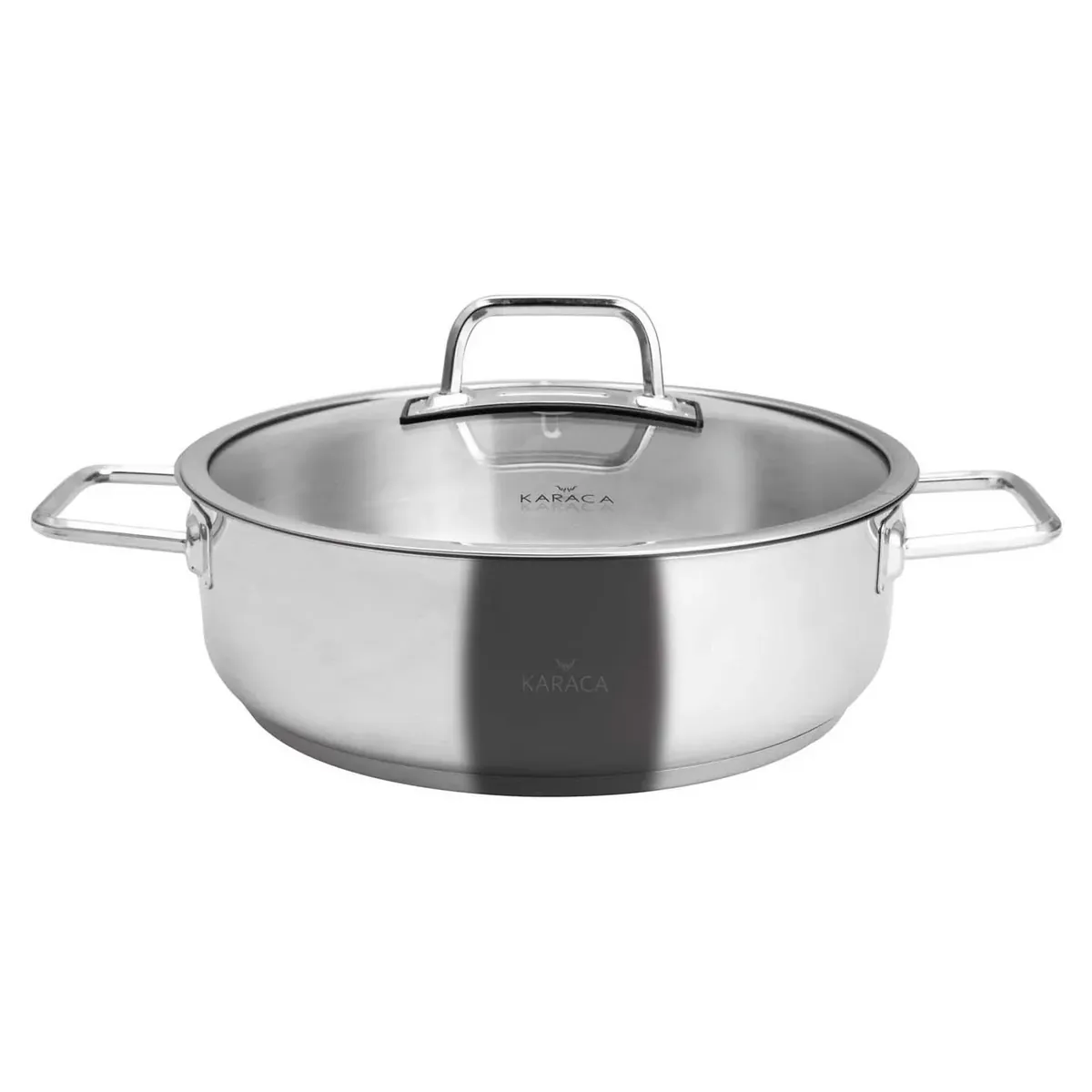 Karaca Galaxy 26 cm 3,4 lt Stahl Breitwandkochtopf mit breitem Boden für Auberginengerichte