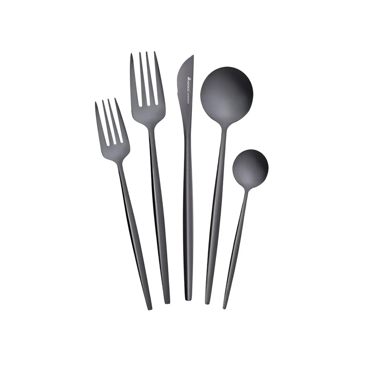 Karaca Orion Shiny Black Besteckset 60 Teile für 12 Personen
